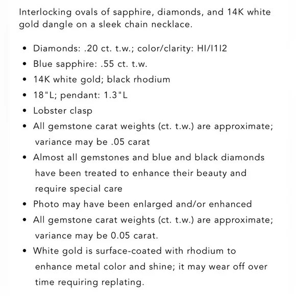 Bloomingdale’s Blue Sapphire and diamond white gold neckless - Picture 4 of 7